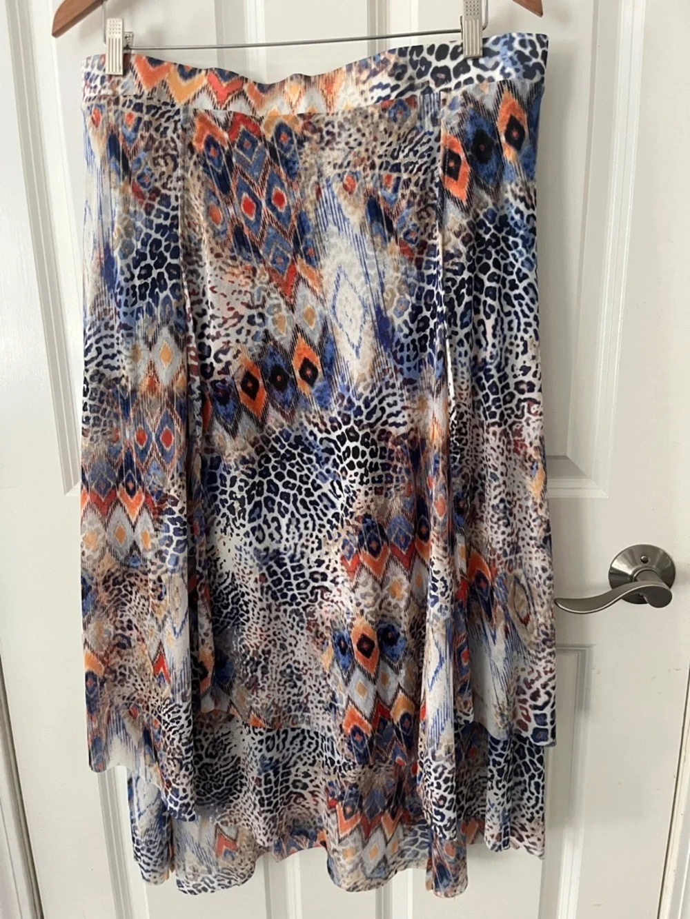 Chico's Women's Pull on, multicolor Scarf Skirt Sz 2 = Large